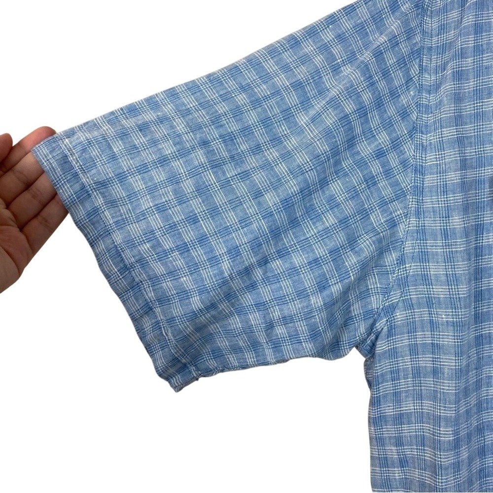 Pendleton Malone Linen Plaid Button Down Shirt Blue Men's XL - Picture 5 of 6